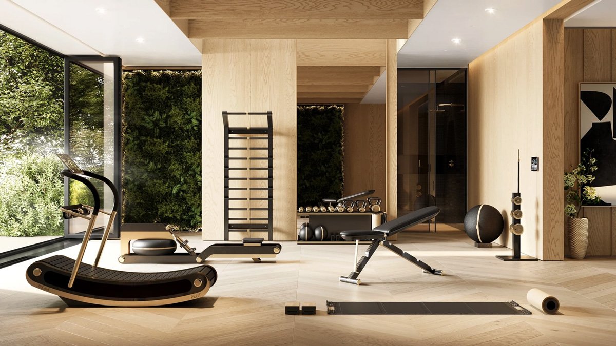 Palestra premium con pesi e panca